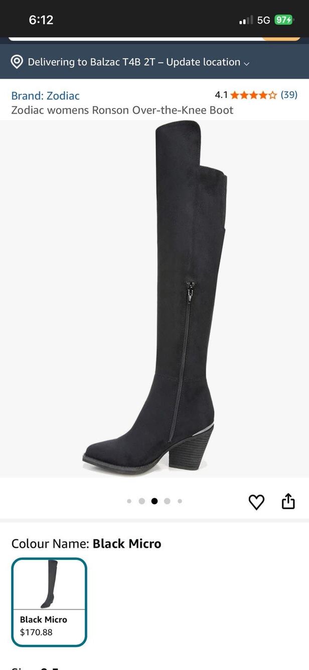 Zodiac Ronson Over-the-knee Boots Women's 8 Black